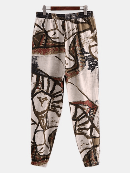 Cotton Ethnic Graffiti Print Harem Trousers