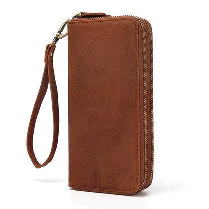 Men's Vintage Double Leather Clutch Bag